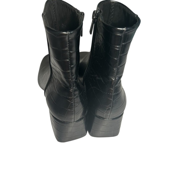 Pull & Bear Collection Faux Leather Croc Embossed Heeled Booties Sz 37 - Picture 12 of 16